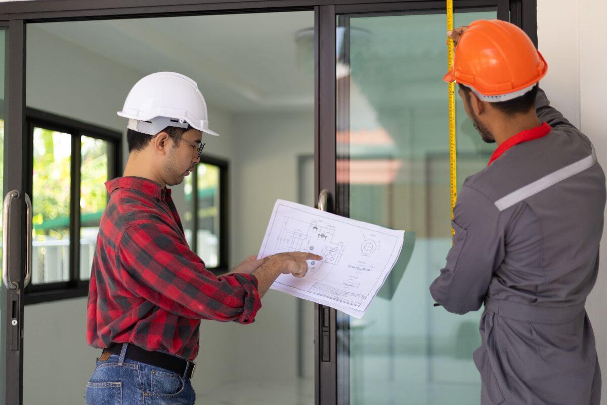 workers doing technical support during installation