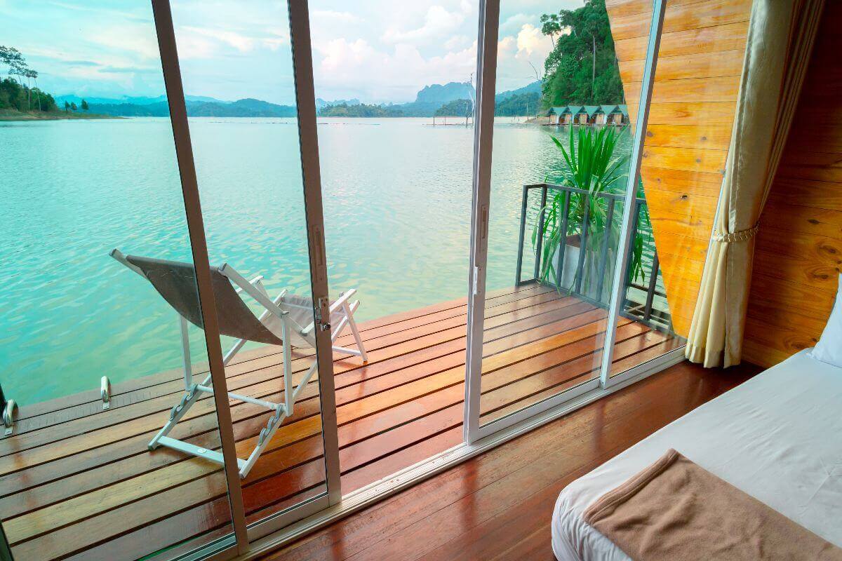 white sliding doors offering seamless indoor-outdoor integration