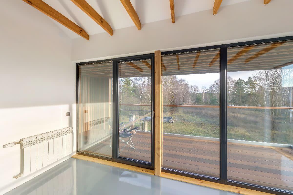 aluminum sliding door blending with architectural design